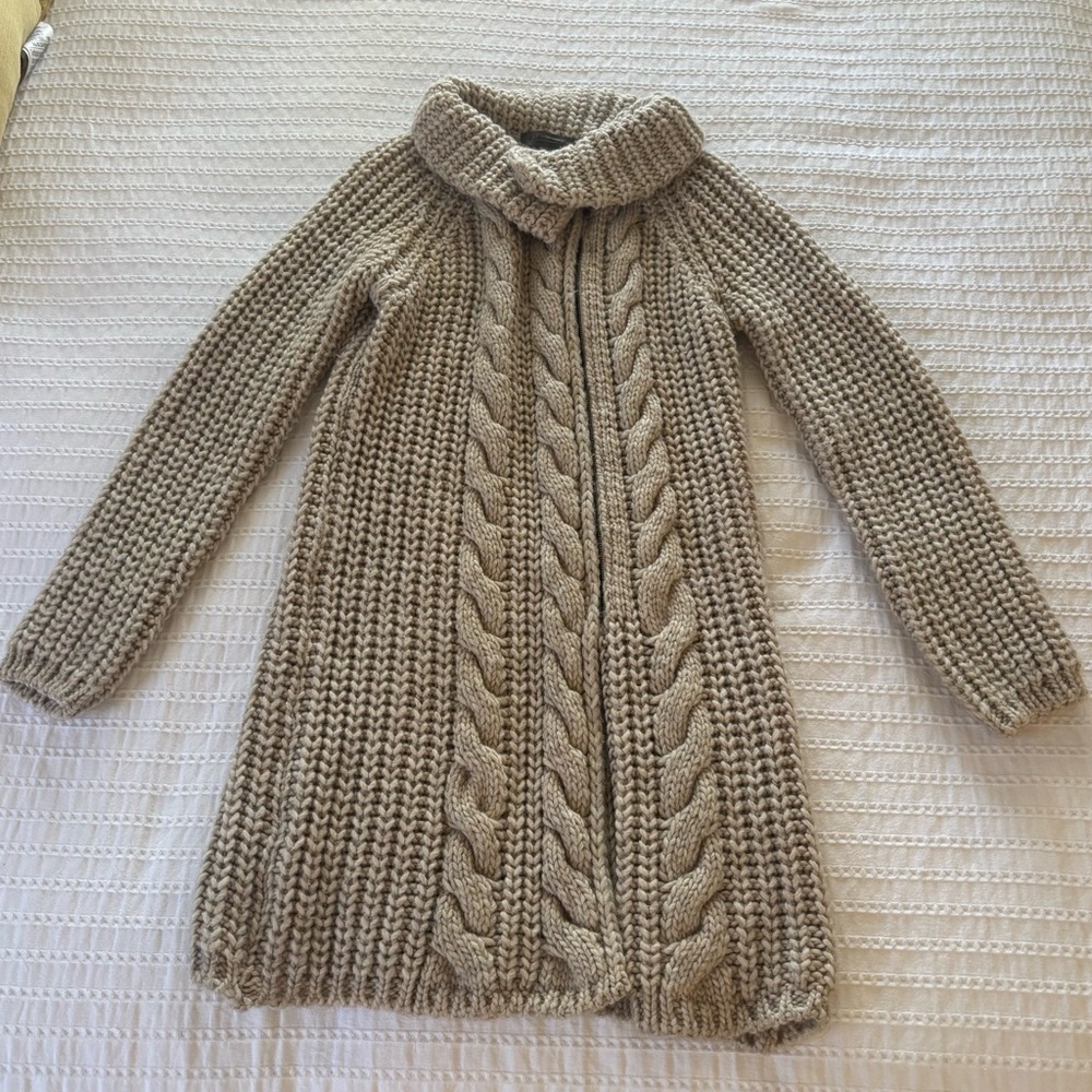 Elsamanda Cozy Cable Knit Tan Sweater Made in Italy M